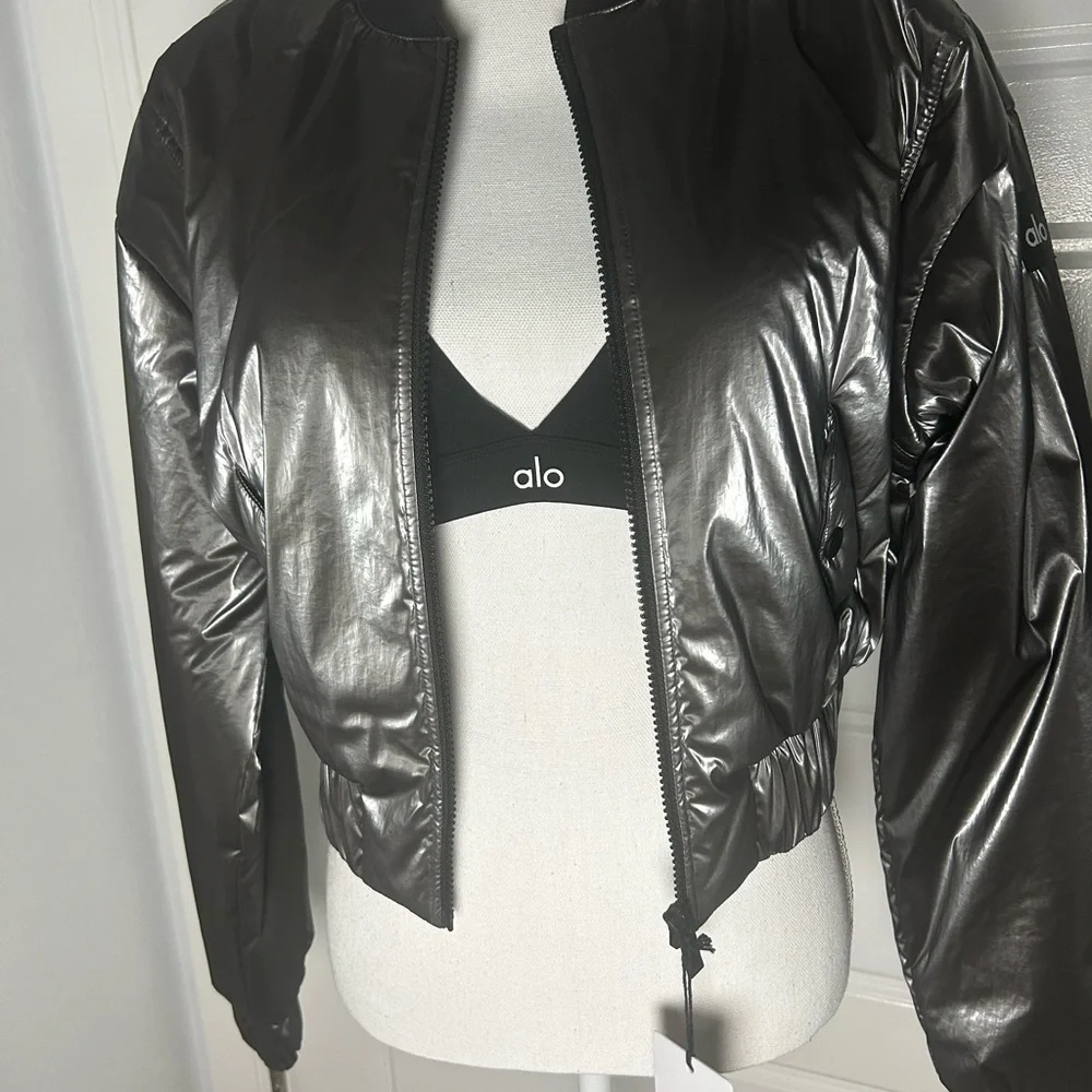 ALO Yoga Metallic Bomber Jacket - Picture 2 of 4